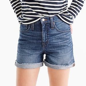 j crew raw rolled hem denim shorts